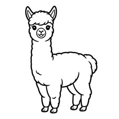 Alpaca illustration vector style coloring page 