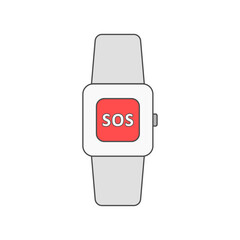 Wearable Emergency Alert icon with SOS wristband—ideal for elder safety devices, emergency response tools, and smart health monitoring systems.