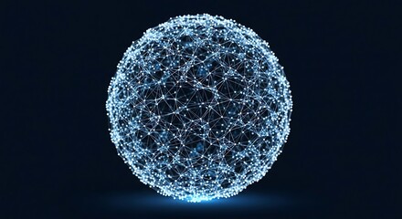 Abstract sphere of interconnected lines and points, glowing softly in the dark.