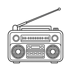 retro radio vector illustration coloring page