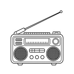 retro radio vector illustration coloring page 