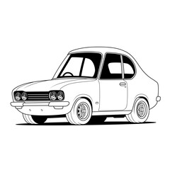 Vector illustration of a detailed classic sedan in vintage style, ideal for retro automotive projects, posters, and editorial designs
