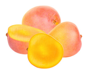 ripe mango fruits isolated on transparent background.