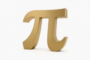 Golden Pi symbol, 3D render, white background, math concept