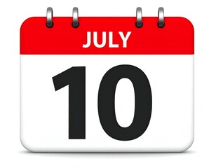 Calendar displaying July 10th