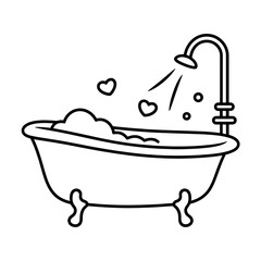 Bathtub illustration vector style coloring page