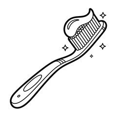 toothpaste and toothbrush illustration vector style coloring page 