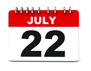 Calendar displaying July 22nd