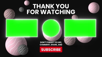 Thank you for watching animation with abstract vibrant background in 4k resolution. End Screen Youtube Animation.