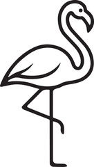 Stylized Flamingo on One Leg – Minimalist Black and White Vector Outline