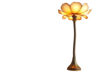 Elegant flower shaped floor lamp with warm glow isolated on transparent background
