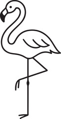 Stylized Flamingo on One Leg – Minimalist Black and White Vector Outline
