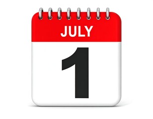 Calendar showing July 1st