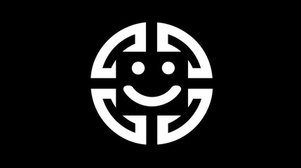 Minimalist White Smiley Maze Icon, Modern Design for Tech & Puzzle Branding