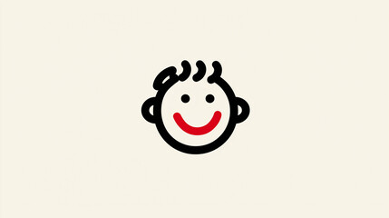 Obraz premium Minimalist Happy Child Face Icon, Playful Design for Kids' Brands, Education & Parenting Content