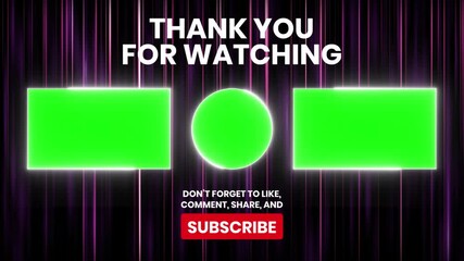 Thank you for watching animation with abstract vibrant background in 4k resolution. End Screen Youtube Animation.