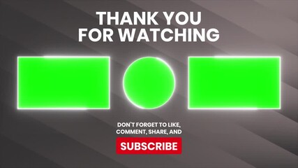 Thank you for watching animation with abstract vibrant background in 4k resolution. End Screen Youtube Animation.