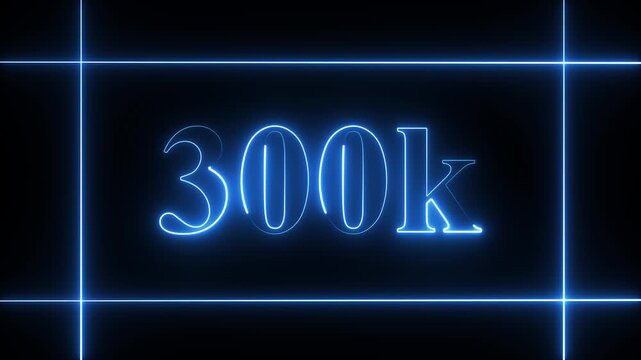 300k celebration neon text animation 4k video. Followers, like, subscribe, 300 light, typography video in black background.90k followers Celebration text animation.