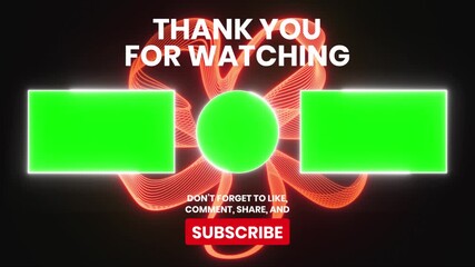 Thank you for watching animation with abstract vibrant background in 4k resolution. End Screen Youtube Animation.