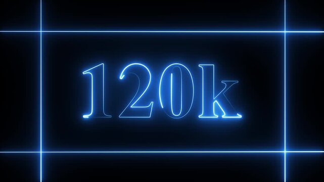 120k celebration neon text animation 4k video. Followers, like, subscribe, 120 light, typography video in black background.90k followers Celebration text animation.