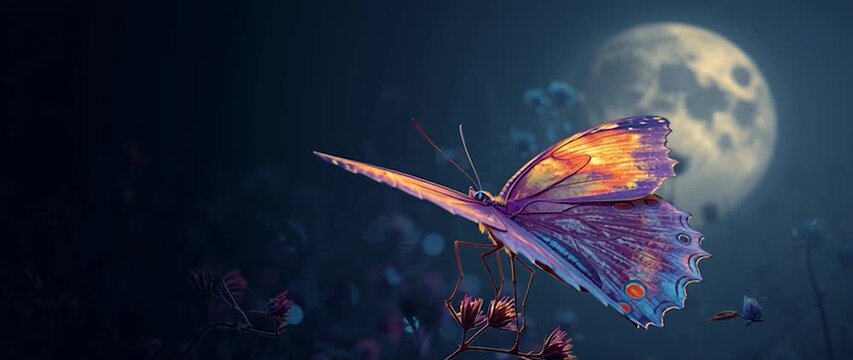 Anamorphic video Magical Glowing Butterfly and Chrysalis Symbolizing Metamorphosis. Ideal for inspirational content or any project needing a touch of magic and serenity.