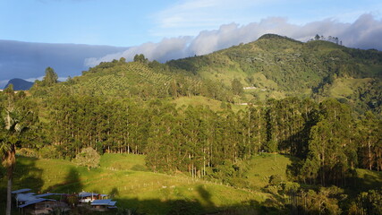 Landscapes with mountains and sky in Salento, Colombia