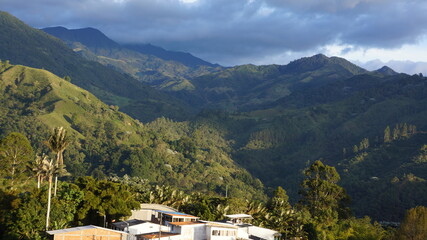 Landscapes with mountains and sky in Salento, Colombia