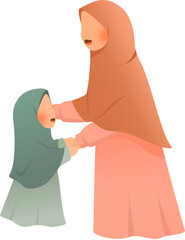 Hijabi mom and daugher illustration 