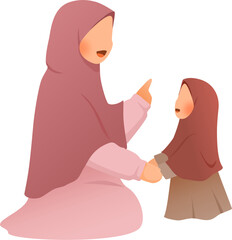 The mother is teaching her child illustration 