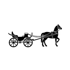 Horse Carriage Icon in Black and White Vector Style
