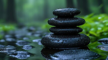 Serene Stacked Stones Reflecting in Tranquil Water