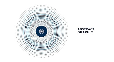 Abstract concentric circles graphic design, featuring a central stylized logo within a dotted pattern.