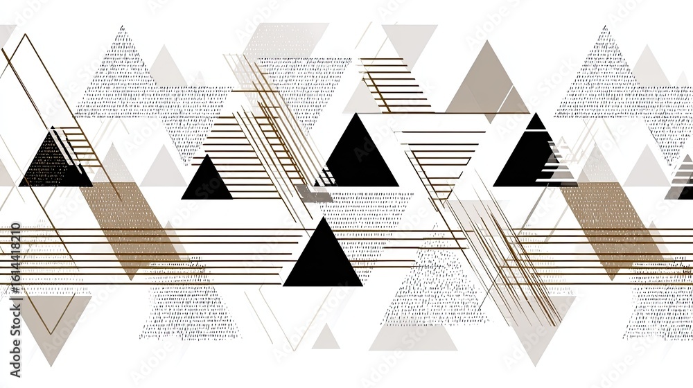 Poster abstract geometric pattern with triangles and lines in earthy tones and monochrome for modern design