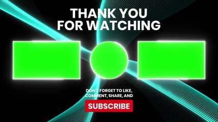 Thank you for watching animation with abstract vibrant background in 4k resolution. End Screen Youtube Animation.