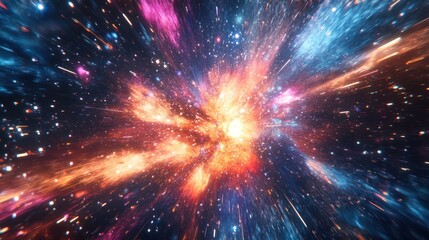A vibrant cosmic explosion radiates energy and light.