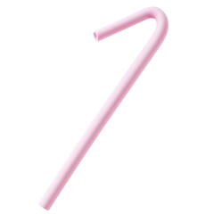 A solitary pink drinking straw bends against a black canvas