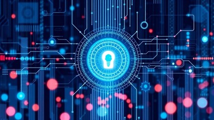 Digital circuitry with glowing lightbulb symbol representing innovation and technology