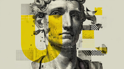 Typographic bust with opposing visual planes