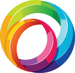 Vibrant rainbow swirl logo and abstract icon