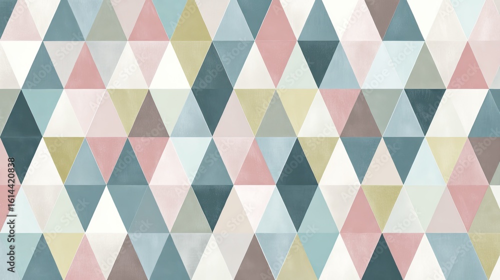 Poster geometric pattern with pastel triangles in soft colors for modern design and creative projects