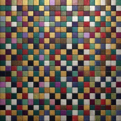 Multicolored mosaic squares textured surface shiny