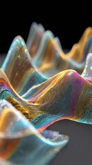 Shimmering iridescent waves of light abstract colorful