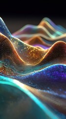 Shimmering iridescent waves of light abstract