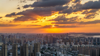 sunset over the city
