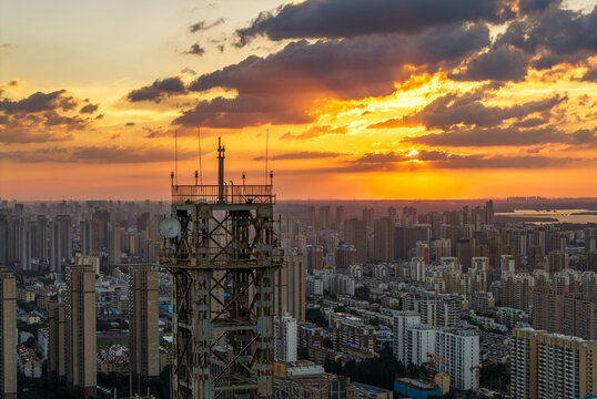 sunset over the city