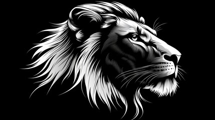Fototapeta premium Black and white lion head profile (1)