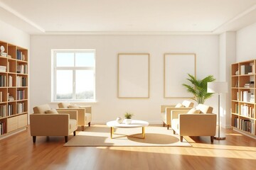 Fototapeta premium Modern living room with natural light and cozy seating