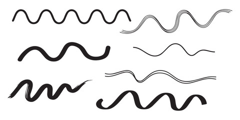 Set of curvy underline vectors with hand-drawn brushstrokes, swirl dividers, and calligraphic vintage borders