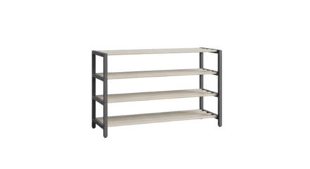 Four tier stainless steel shelving unit isolated on transparent background