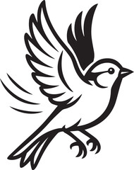 Minimal Flying Sparrow Vector – Black and White Line Art in Motion